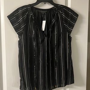 Ann Taylor black and gold V neck blouse